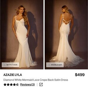 Azazie Lyla Diamond White Lace Mermaid Dress
